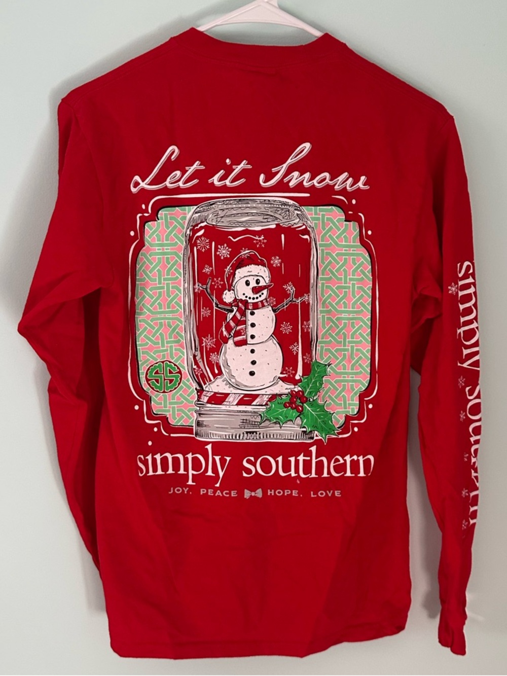 Simply Southern Red 'Let It Snow' Snowman Jar Holiday Long Sleeve